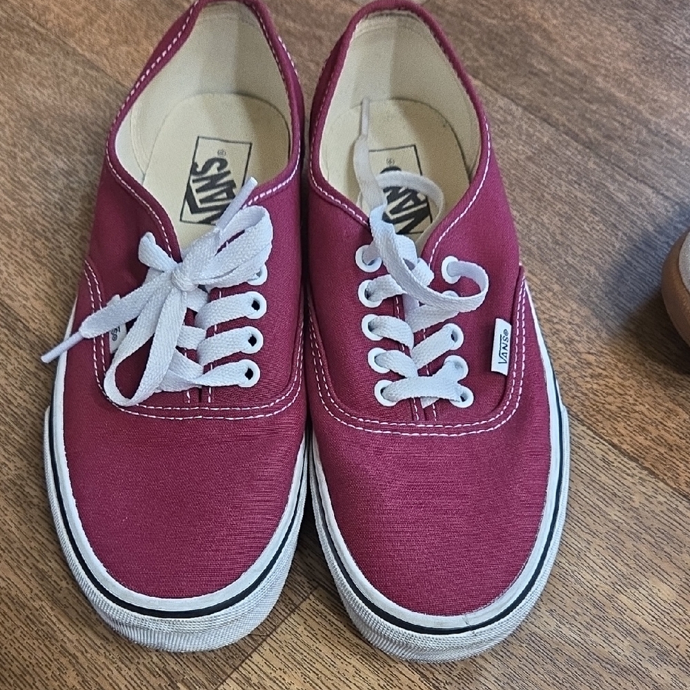 Vans Red Canvas Sneakers with White Laces